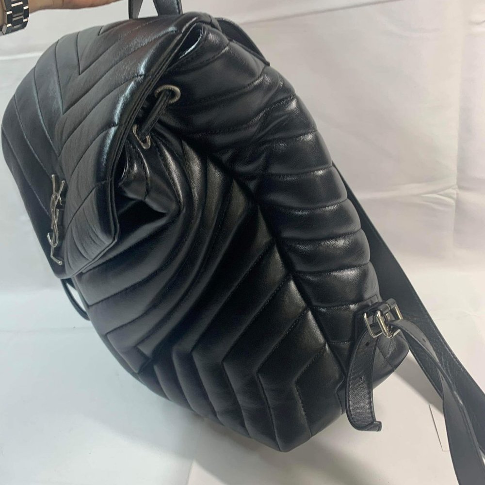 Saint Laurent Calfskin Y Quilted Monogram Medium Loulou Backpack Asphalt - Picture 6 of 16